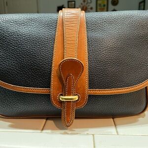 Vintage Dooney & Bourke All-Weather Leather Crossbody Bag Navy Tan USA